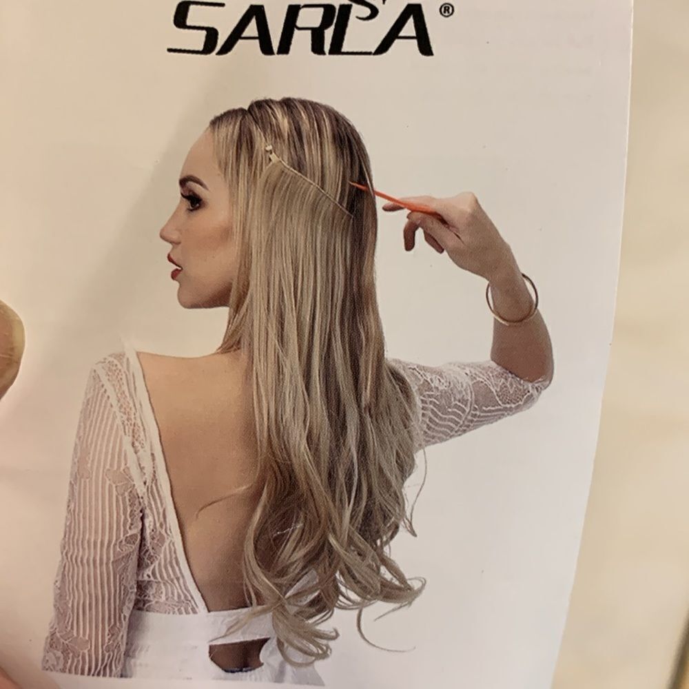 Blonde hair extension with invisible band 22 inch 5.3 ounce no clips